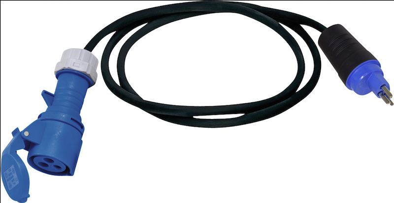 Câble d'adaptateur pour utilisation à l’extérieur, système de connexion CH IP55, prise CEE, fiche T23, câble 1.5m H07RN-F 3G2.5