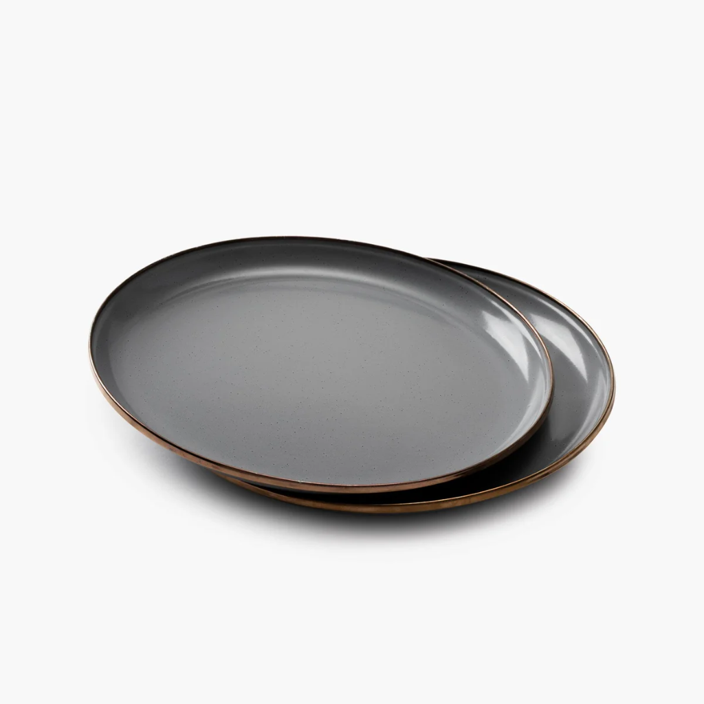 [CKW-358] Assiettes Set 2 Gris Ardoise Enamelware Dining Collection Barebones