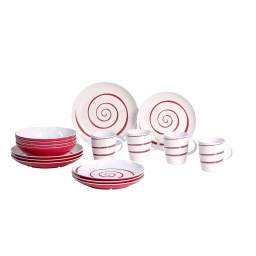 Set de vaisselle 16pcs Classic Line Twist rouge Gimex