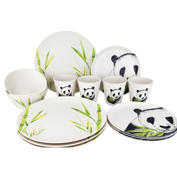 [51534] Set de Vaiselle 16pc Nature Line Panda Bambou Gimex